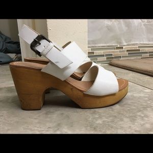 White clog style wood sandal